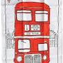 Sketchy London Bus Tea Towel