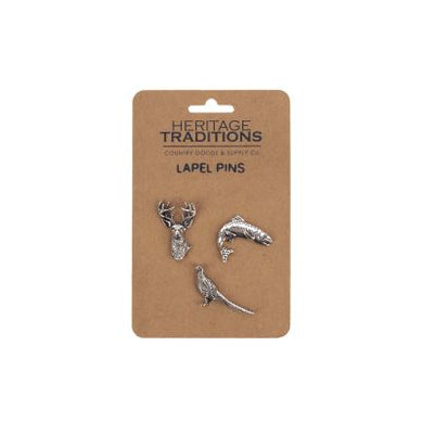 Heritage Pin Badge 3pk Set - Salmon, Pheasant, Stag