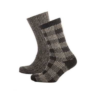 Merino Mix Walking Sock - Check 2pk Grey Box Check/Grey