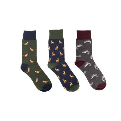 Heritage 3pk Socks - Pheasant/Salmon/Stag