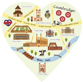 Cambridge Map Heart Decoration
